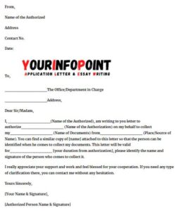 authorization letter to claim document